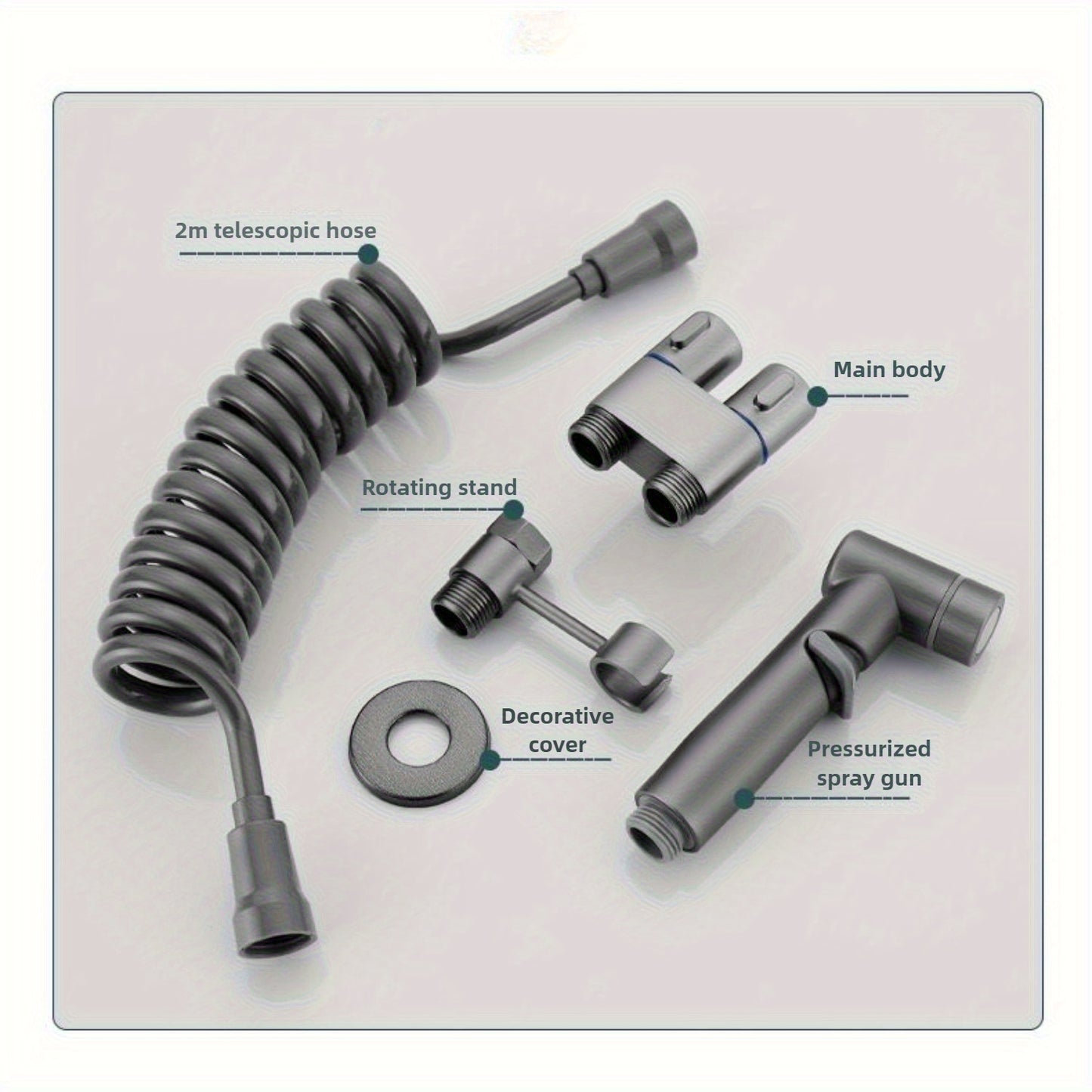 4-in-1 multifunctional bathroom high-pressure spray gun set with water angle valve, made of advanced stainless steel material, no need for electricity/ easy to install, suitable for toilets, bathrooms, floor flushing, and toi