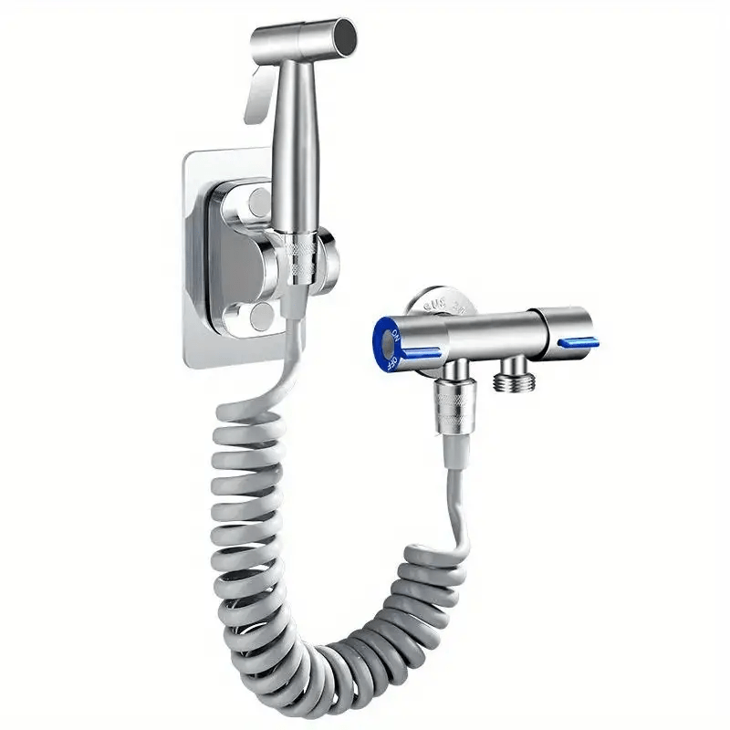 1pc High-Pressure Stainless Steel Handheld Shower Head, Wall-Mounted, Brushed Finish, Adjustable Spray Nozzle for Bathroom & Toilet Upgrade, Durable & Sleek Design