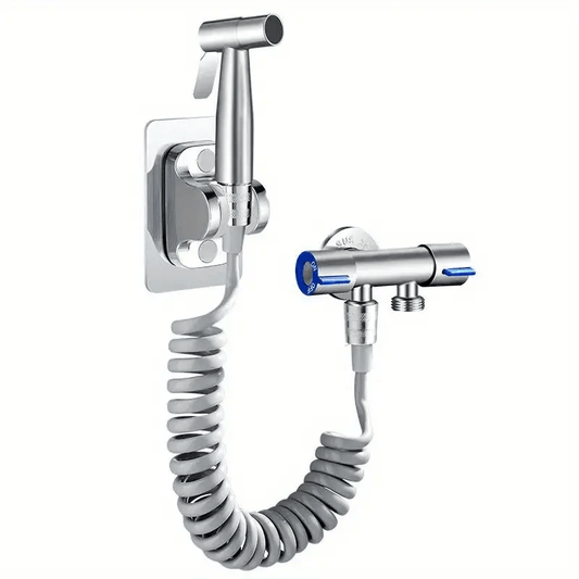 1pc High-Pressure Stainless Steel Handheld Shower Head, Wall-Mounted, Brushed Finish, Adjustable Spray Nozzle for Bathroom & Toilet Upgrade, Durable & Sleek Design