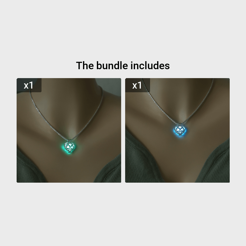 Nooxian Elegant Heart-Shaped Luminous Pendant Necklace - Classic Vacation Style, Glow-in-the-Dark Resin Charm, Copper Chain, Ideal for Daily Wear & Gifts, Valentine'S Day Special, Luminous Jewelry|Classic Necklace|Resin Penda