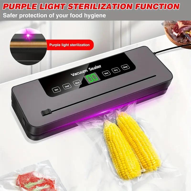 EU Plug Vacuum Sealer Machine with 10 Bags, Multi-Functional Vacuum Food Sealer Machine Compact Vacuum Food Preservation to Keep Food Freshness