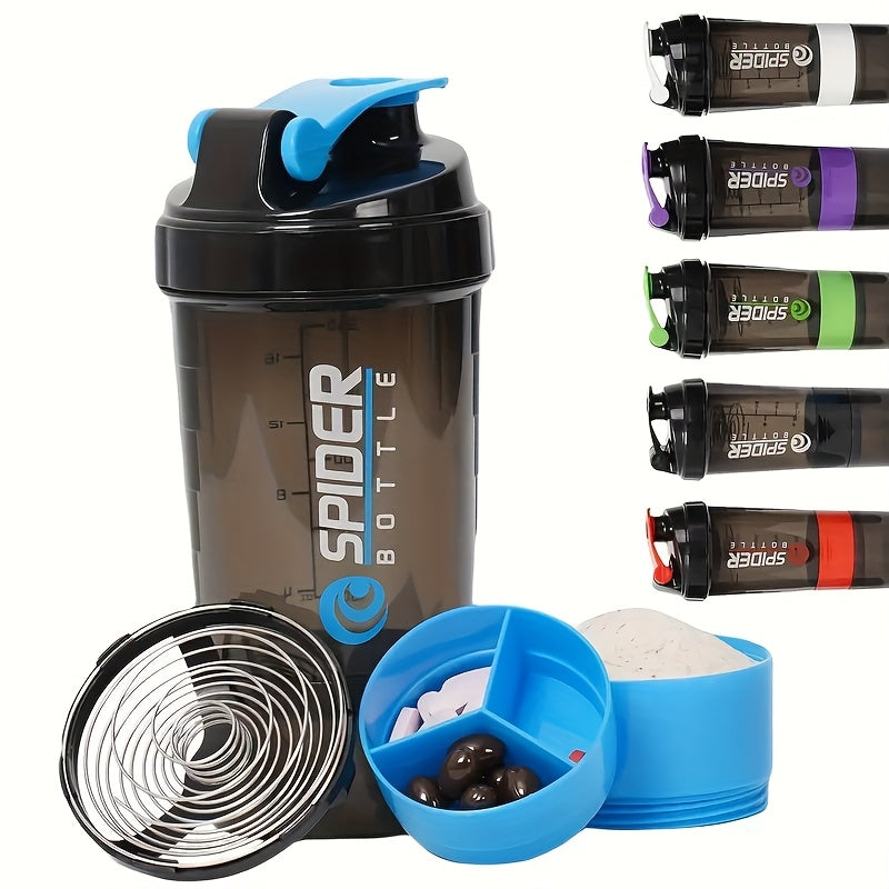 1pc Portable Outdoor Protein Shaker Cup - 3-Layer Detachable Design with Measurement Markings, BPA-Free Leak-Proof Blender for Fitness, Gym & On-the-Go Protein Powder Mixing (Multi-Color Options), Protein Shaker Bottle