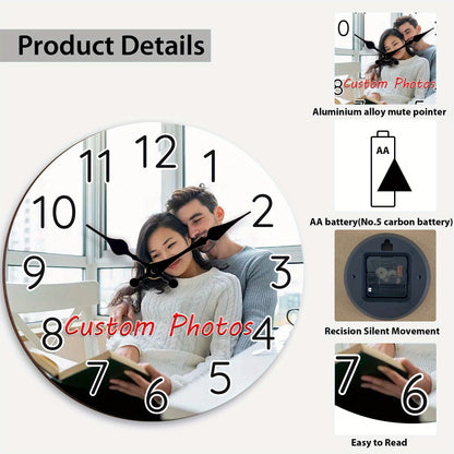 1pc Personalized Woodcut Wall Clock Personalized-Clocks Retail Clock Good Walls Clocks ChefWalls Clockserk Customized Valentine's Decorative Scullery Washroom Playroom Style Battery Operated Not Included