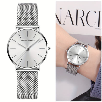 New Arrival 1pc Fashionable 's Rose Golden Watch, Golden & Silvery Stainless Steel Mesh Strap, Gorgeous Quartz Watch, Suitable for Daily Vacation Banquet Wear, Comes with Black Exquisite Box and Also Suitable as Gift - Girlfr