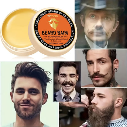 ROZINO Sandalwood Beard Care Cream, 20g - Hypoallergenic, Moisturizing & Gentle Cleansing for Men, Promotes Smooth, Shiny Beard