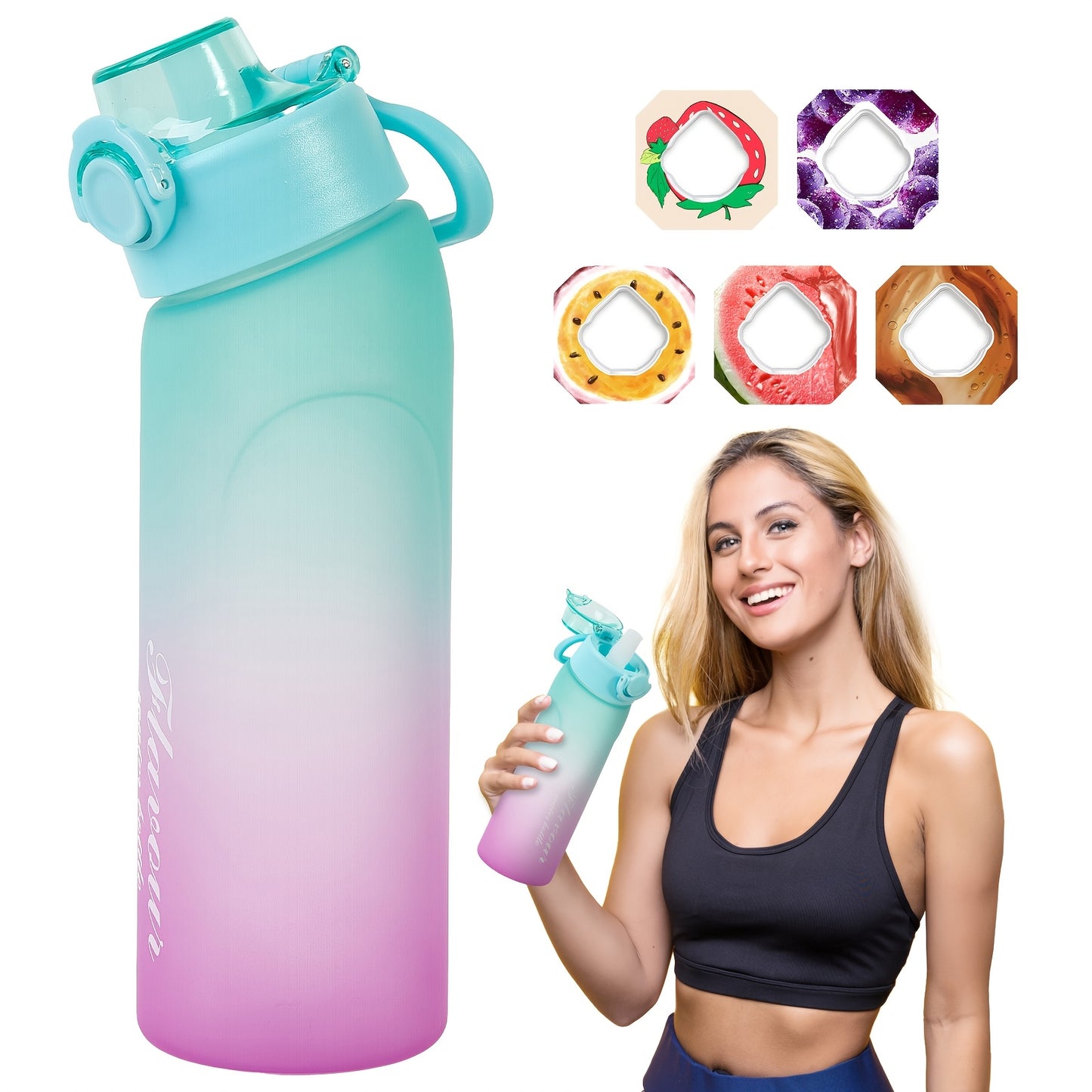 Air Kettle, 720ml/25oz Kettle, Includes 5 Flavor Boxes, Suitable for Outdoor Sports Blue & Purple