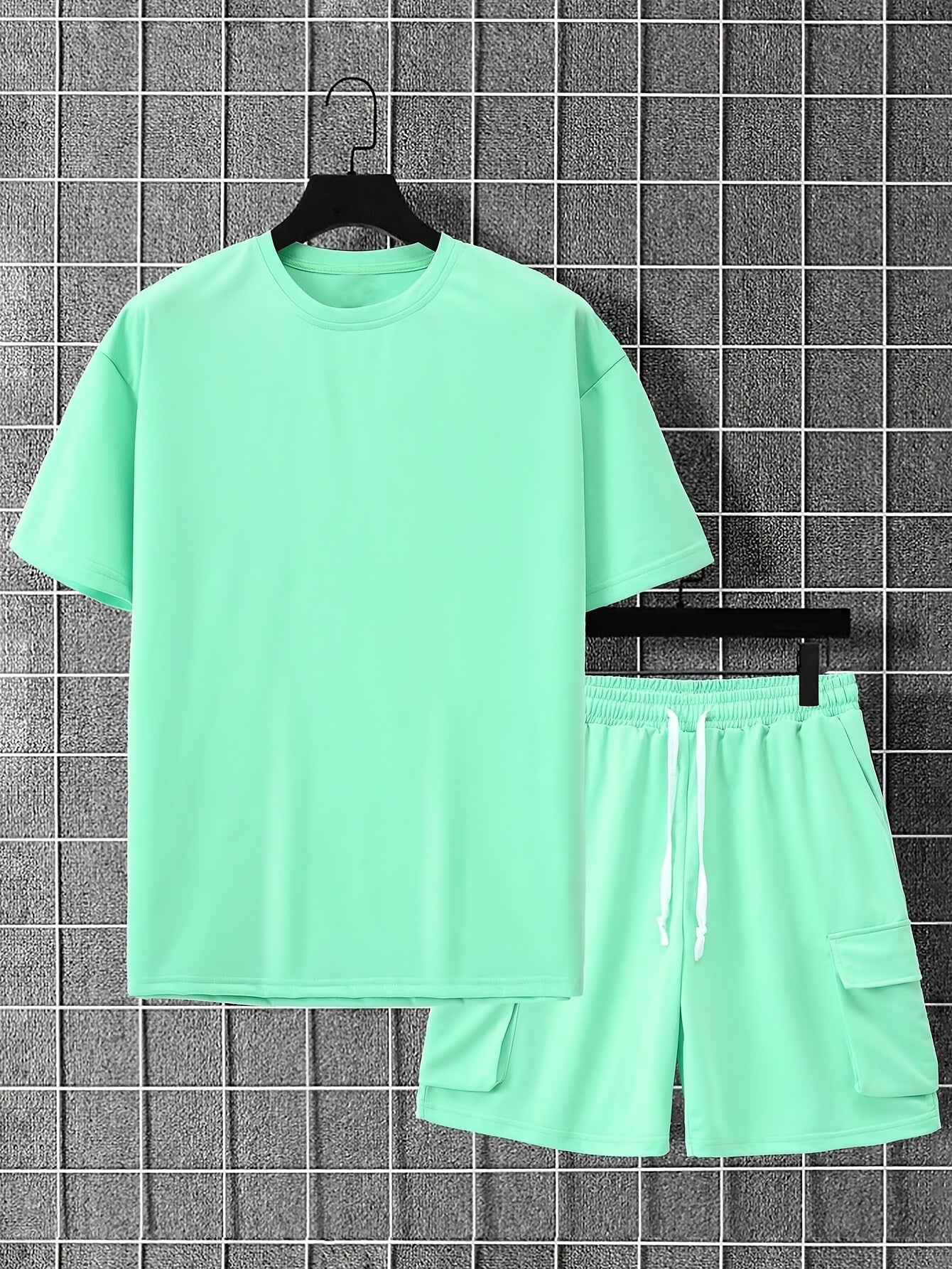 Summer Heavyweight FOG Color Earth Tone Short Sleeve Shorts Streetwear Loose Fashion Set