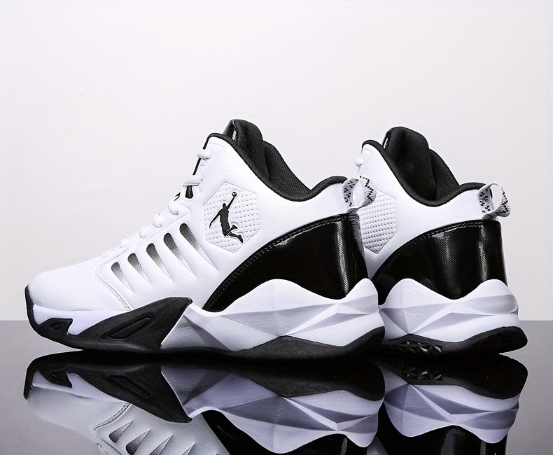 Men'S Trendy Casual Training Sneakers - Lightweight, Shock-Absorbing Running Shoes with Soft Rubber Sole, Breathable Fabric Lining, and Durable Synthetic Upper in White & Black, Lace-Up Design, Athletic Footwear | Modern Snea
