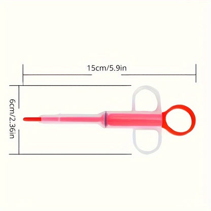 Dual-Use Pet Medicine Syringe with Soft Tip - Easy Pill Dispenser for Cats and Small Animals, Durable Plastic