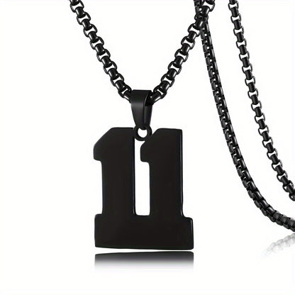 0-19 Men Athletes Number Pendant Necklace Stainless Steel Sports Number Pendant Long Chain Necklaces for Boys Baseball/Basketball/Football Team Jewelry Gifts