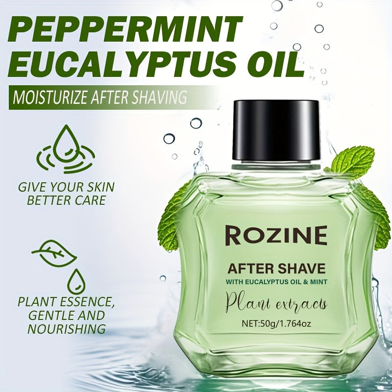 Men'S Summer Refreshing Mint After Shave Care Serum 2pcs, with Aloe, Peppermint, Eucalyptus Oil Extracts, Lightweight Non-Greasy Formula, Instant Absorption, 72-Hour Hydration & Long-Lasting Oil Control, Soothes Dryness, Redn