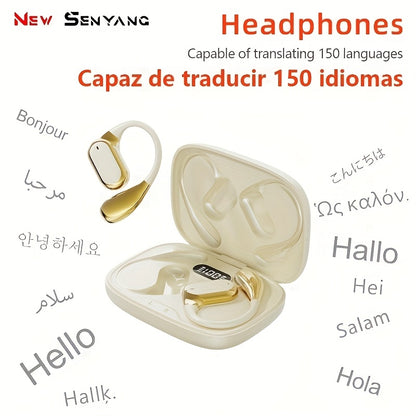 2025 New Senyang AI Translation Wireless Earbuds - Comfortable, Noise-Canceling, Touch-Controlled, Multi-Language Support, Rechargeable Lithium Battery, Ideal for Travel, Socializing, Studying, and Sports - Adult Movie and Ga