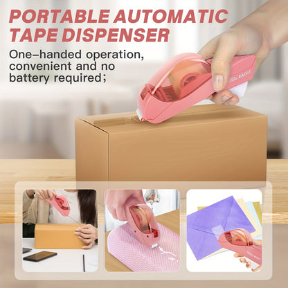 Eagle Automatic Tape Dispenser with One Roll Included, Handheld Packaging and Gift Wrapping Tape Cutter, Major Material ABS, Fits 1/2''-3/4'' Tape Width, Easy One-Handed Operation, No Batteries Required - Ideal for Scrapbooki