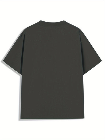 Men's Loose Fit Heavyweight Cotton T-Shirt - Thick Streetwear Tee for Everyday Casual Wear, All-Season Comfort Fit, Machine Washable Crewneck Shirt - Available in Dark Green & More Colors, Summer Wardrobe Essential, Urban Fas