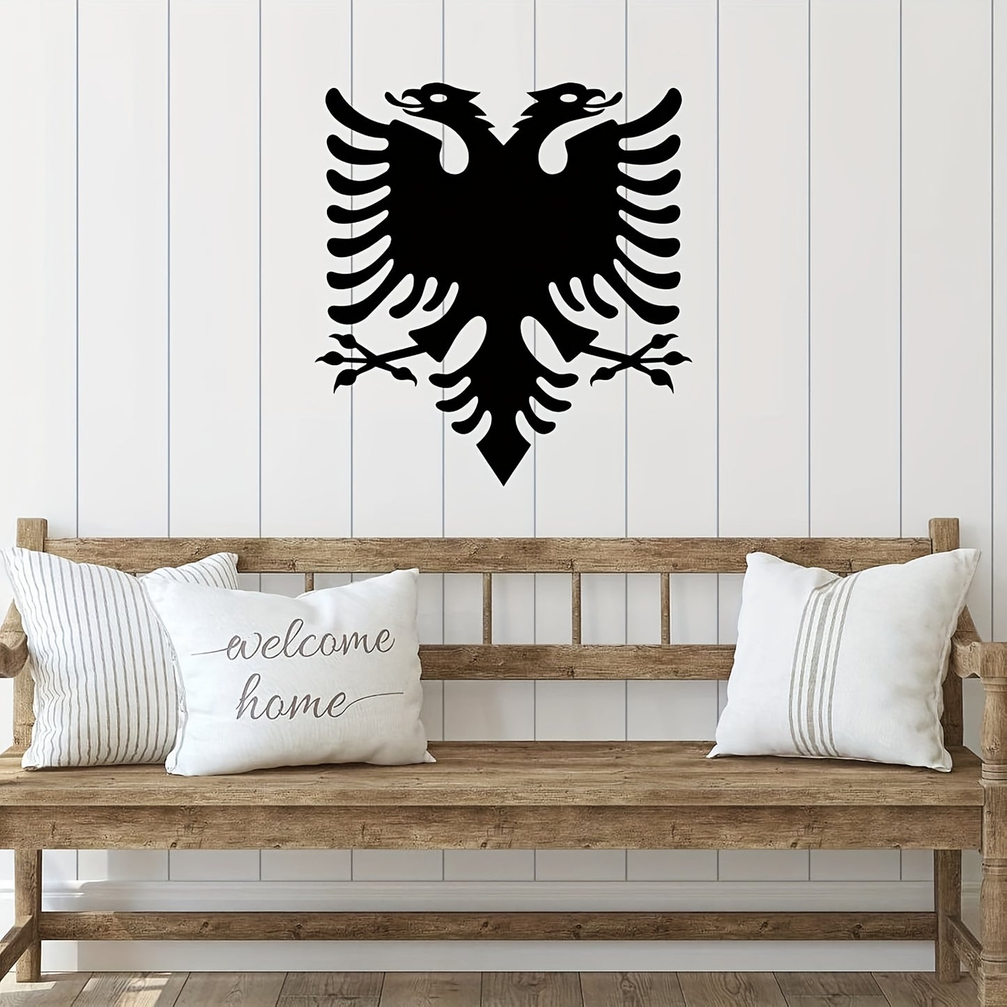 Elegant Black Metal Eagle Wall Sculpture - Laser-Cut Flag Design, Decorative Iron Art Plaque for Home, Porch, Garden Gate - Ideal New Home Gift, Outdoor Decor