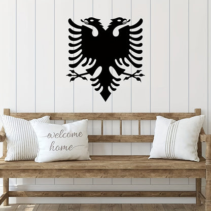 Elegant Black Metal Eagle Wall Sculpture - Laser-Cut Flag Design, Decorative Iron Art Plaque for Home, Porch, Garden Gate - Ideal New Home Gift, Outdoor Decor