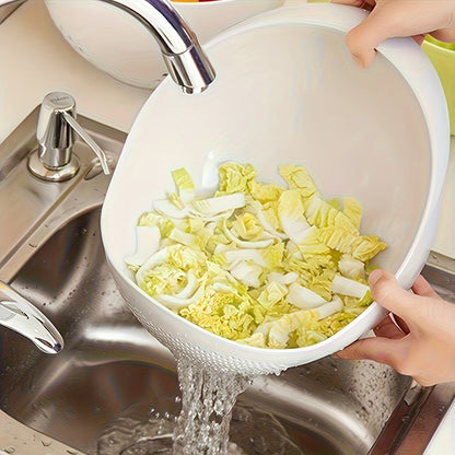 1pc Heavy-Duty Colander Basket - Large Capacity Kitchen Strainer with Non-Slip Base, Rapid Draining for Washing Rice, Vegetables, Fruits, Eggs - Easy-Grip Handle & Safe Edges - Dishwasher Safe - Ideal for Home & Professional