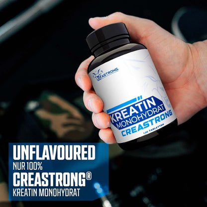 Creatine Monohydrate CreaStrong, 120 Creatine Tablets for Pre-Workout, Intra-Workout, and Post-Workout, Alternative to Creatine Capsules, Creatine Gummies, Creatine Powder, Vitastrong Creatine Tablets