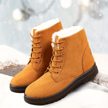 Women'S Winter Snow Boots - Slip-Resistant PU Sole, Lace-Up Closure, Cushioned Insole - Cold Weather Boots for Everyday & Formal Outfits - Extended Sizes up to US Women'S 44 (EU 43) - Black Boots for Winter Adventures, Snowy