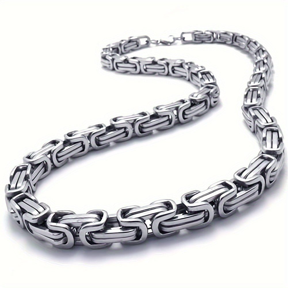 Men'S Cuban Chain Necklace - Heavy-Duty 304 304 Stainless Steel Jewelry, Interlocking Link Design for Everyday & Formal Wear - Birthday/Anniversary/Father'S Day Gift for Him - Durable Hip-Hop Necklace for Men, Hip Hop Necklac