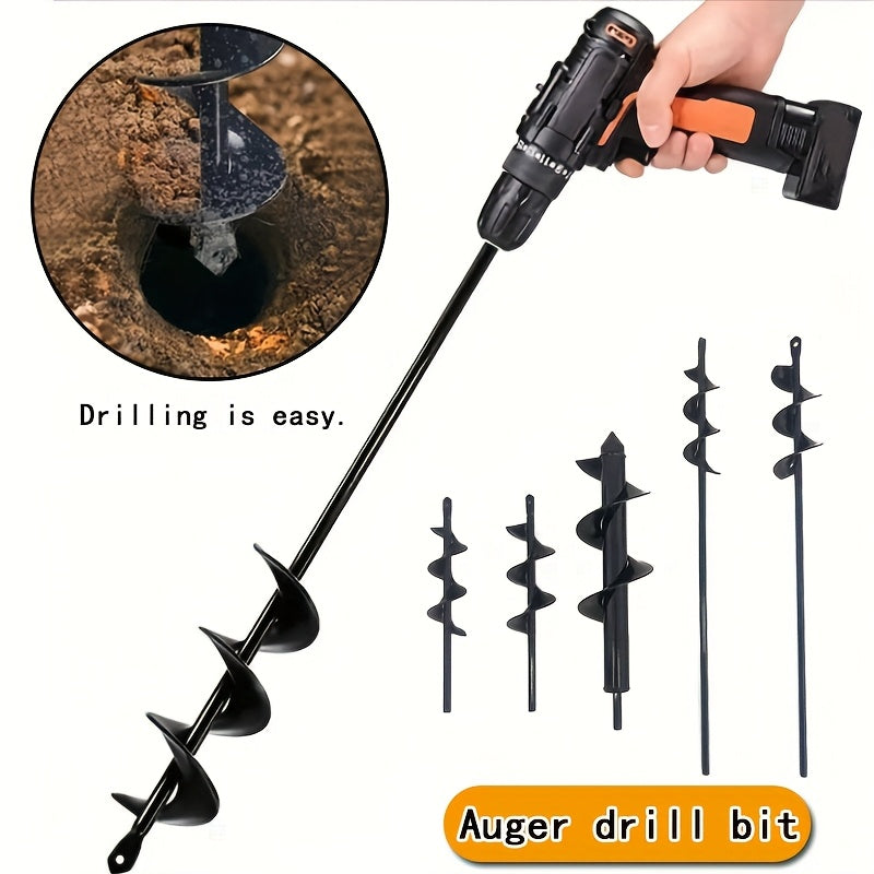 Heavy-Duty Spiral Drill Bit for Gardening & Lawn Care - 3/8" Hex Shank, Sharp Blades, Ergonomic Handle, Multi-Size (3/4" to 2" Heads) for Digging, Sod, Weeding, Weed Removal, Garden Tool, Robust Construction, Durable Construc