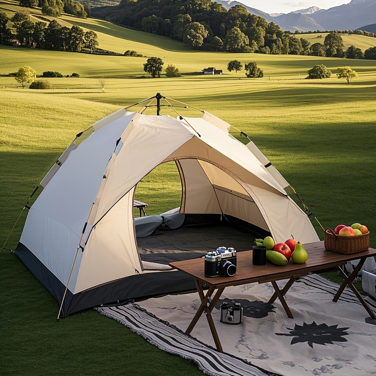 Automatic pop-up camping tent, windproof and sun-resistant, suitable for park camping trips, outdoor hiking adventures, beach family vacations, portable foldable design, the perfect holiday gift