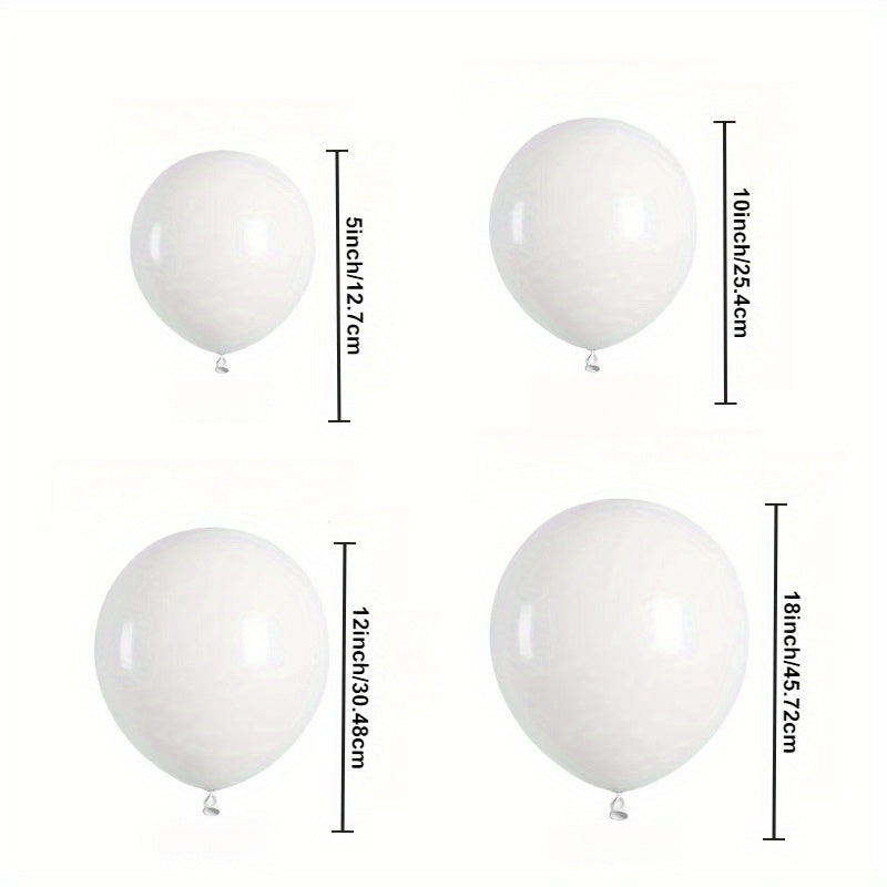 114 white latex balloon arch kits- 12.7/25.4/45.72 cm, elegant white balloon bouquets, suitable for weddings, birthdays, graduation ceremonies and anniversaries- Event background| Elegant balloon bouquets| Durable balloon mat