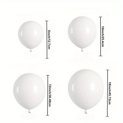 114 white latex balloon arch kits- 12.7/25.4/45.72 cm, elegant white balloon bouquets, suitable for weddings, birthdays, graduation ceremonies and anniversaries- Event background| Elegant balloon bouquets| Durable balloon mat