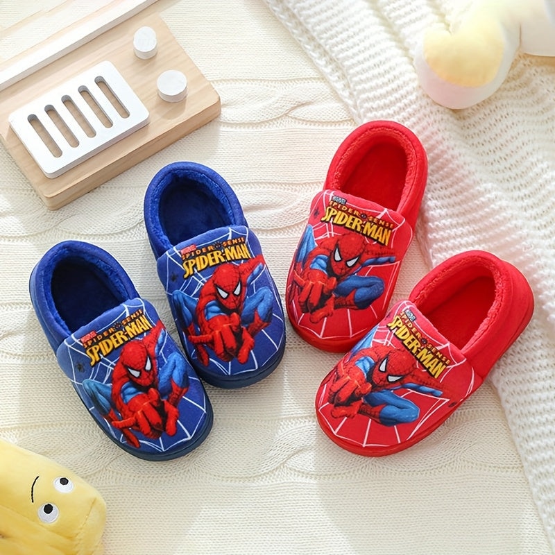 MARVEL Boys' Spider-Man Plush Slippers - Cozy Cartoon Design, Warm & Soft Fabric, Slip-On Indoor House Shoes for Youngsters, Youngsters, and Youngsters, Perfect for Fall/Winter, Youngsters'S Indoor Shoes | Cartoon Character S