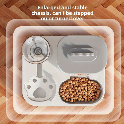 Automatic Cat & Dog Water Dispenser with Integrated Food Basin - 1-10L Capacity, No Batteries Needed, Modern White Design for Easy Cleaning & Hydration - Durable Pet Hydration Solution, Automatic Pet Feeder, Sleek Pet Accesso