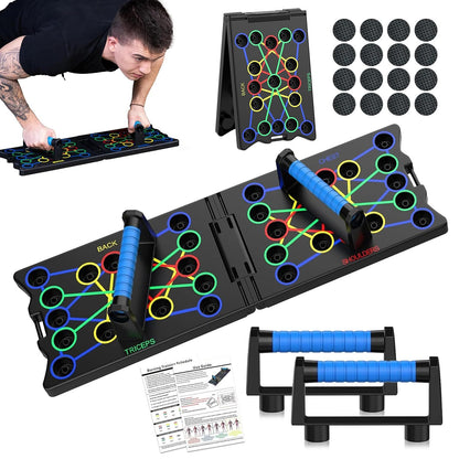 Push-Up Grips - 9 in 1 Push Up Bar, Push Up Stand Bars, 2pcs Set Push Up Bars, Non-Slip Push-Up Grips with Stainless Steel Rod, Push-Up Handle for Muscle Training And Strength Training, Foldable Multifunctional Portable Push-