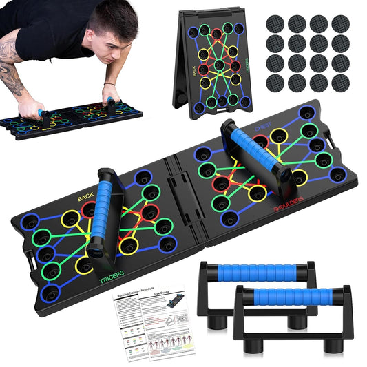Push-Up Grips - 9 in 1 Push Up Bar, Push Up Stand Bars, 2pcs Set Push Up Bars, Non-Slip Push-Up Grips with Stainless Steel Rod, Push-Up Handle for Muscle Training And Strength Training, Foldable Multifunctional Portable Push-