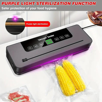 EU Plug Vacuum Sealer Machine with 10 Bags, Multi-Functional Vacuum Food Sealer Machine Compact Vacuum Food Preservation to Keep Food Freshness