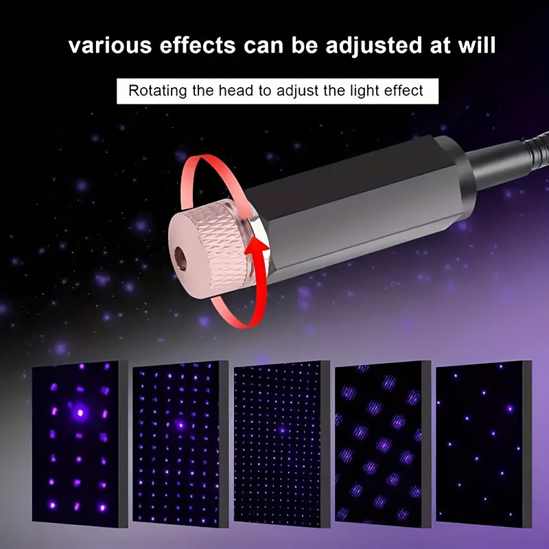 1pc USB Projector Ambient Night Light, Romantic Starry Sky Projector Car Light, Rotatable Adjustment, Bedroom, Car, Party, Wall, Ceiling, Portable Atmosphere Decoration Car Roof Light, Without Battery