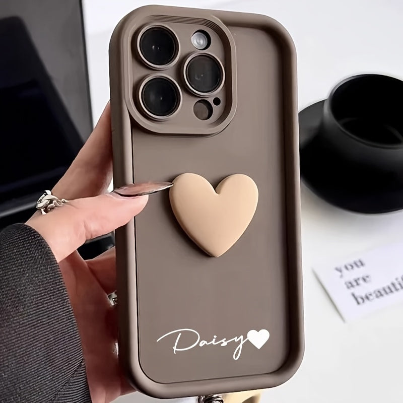 Personalized Customized Name Case for iPhone 17 16 15 14 13 12 11 Pro Max Luxury Acrylic 3D Love Heart Soft DIY Shockproof Gift Cover 14 15 16 Plus 17 Air