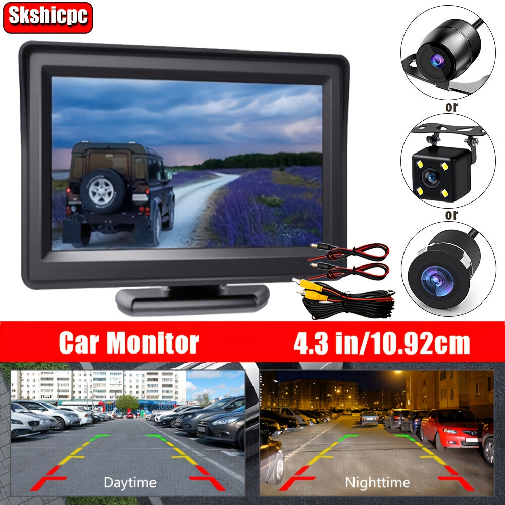 Car Rearview Reversing Camera 4.3-Inch Display LCD Monitor, Car Safety Parking Assistance Products, Reversing Camera to Help You Quickly And Safely Back Up, for Pickup Trucks, Rvs, Cars, Campers, Easy to Install, a Must for N
