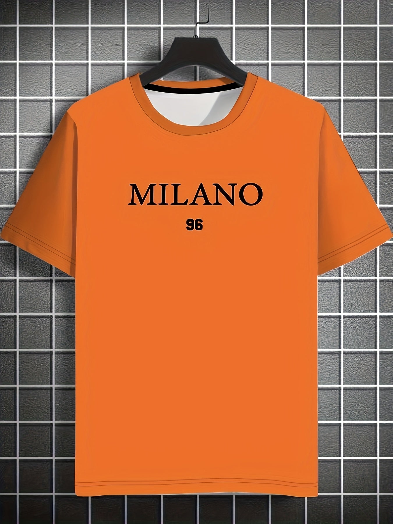 Men'S Milano 96 Graphic Tee - Casual Short Sleeve Crew Neck T-Shirt, Soft Polyester Fabric with Slight Stretch, Regular Fit, Green with White Lettering, Perfect for Casual Attire