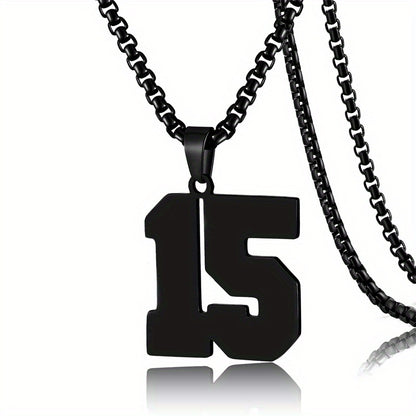 0-19 Men Athletes Number Pendant Necklace Stainless Steel Sports Number Pendant Long Chain Necklaces for Boys Baseball/Basketball/Football Team Jewelry Gifts