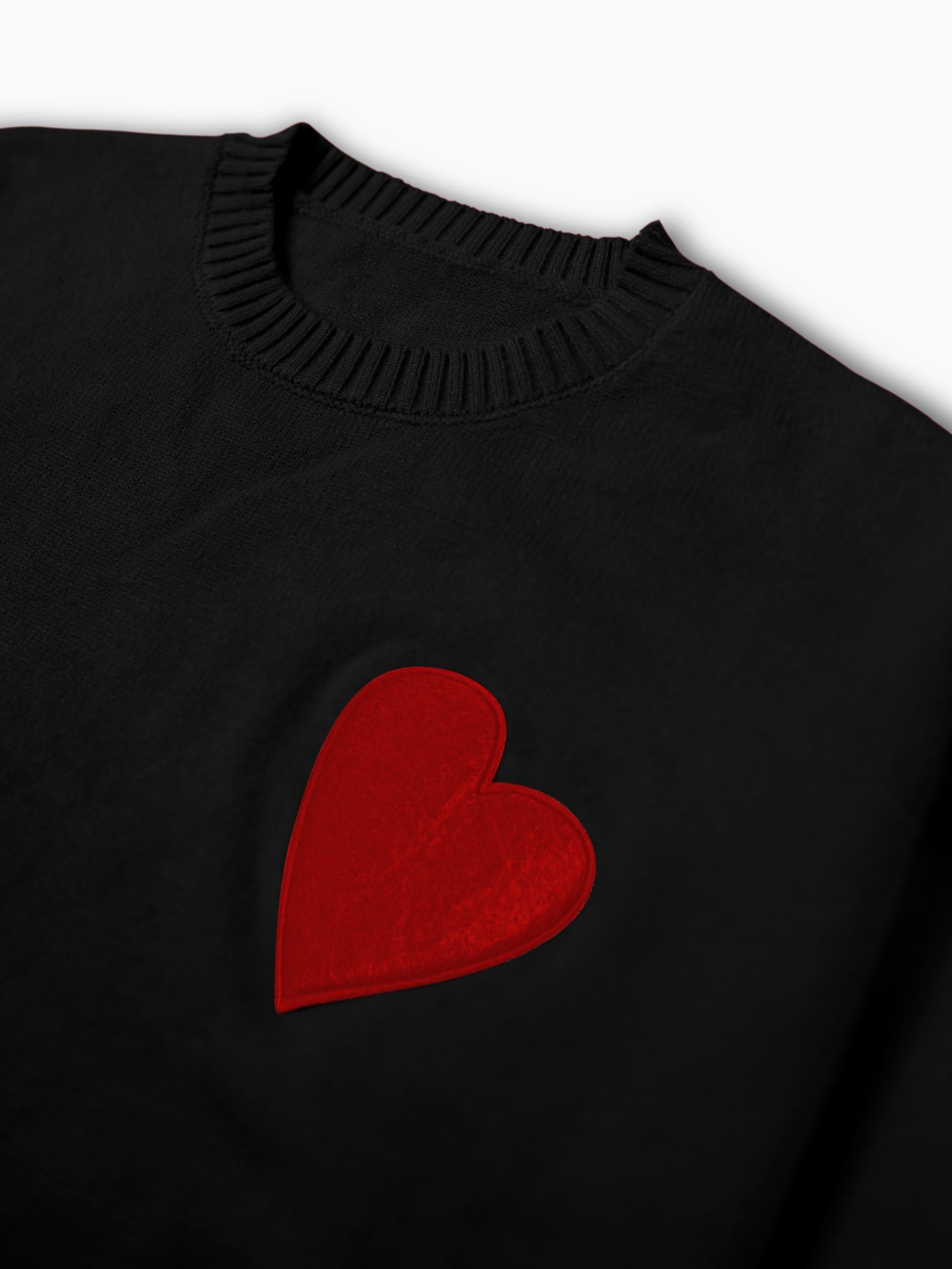 Cozy Men'S Red Heart Knit Sweater - Warm, Comfortable Loose Fit Pullover for Fall/Winter, Casual Crew Neck, Medium Stretch, Viscose Material