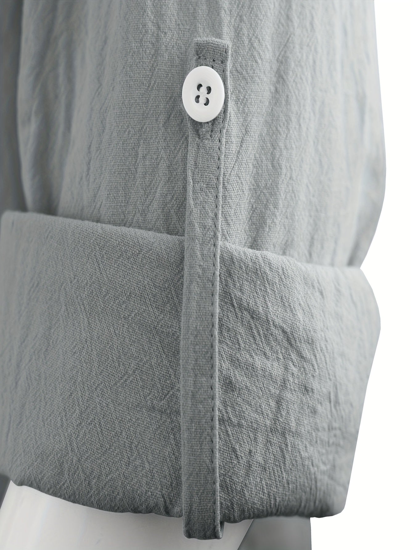 Men's Lightweight 95% Linen Shirt - Breathable Summer Casual Button-Up with Stand Collar, Regular Fit for Beach & Urban Wear, Solid Color