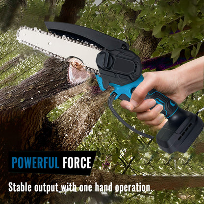 6 Inch Mini Chainsaw, Replacement for Makita 18 V Battery, Electric Chainsaw, Hand Chainsaw, Handheld Electric Small 6" Chainsaw with Chain with 6000mAh Battery (2x 3.0Ah Battery), 18 V Battery Chainsaw, for Garden Tree Branc
