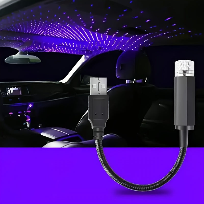 1pc USB Projector Ambient Night Light, Romantic Starry Sky Projector Car Light, Rotatable Adjustment, Bedroom, Car, Party, Wall, Ceiling, Portable Atmosphere Decoration Car Roof Light, Without Battery
