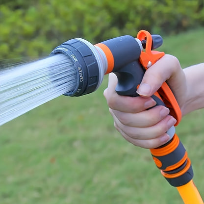 High-Pressure Adjustable Nozzle Garden Watering Gun - Lightweight Durable Plastic, Ergonomic Orange and Black Grip, Suitable for American/European Hoses - Ideal for Lawn Care, Car Washing, and Outdoor Watering, Comfortable Ha