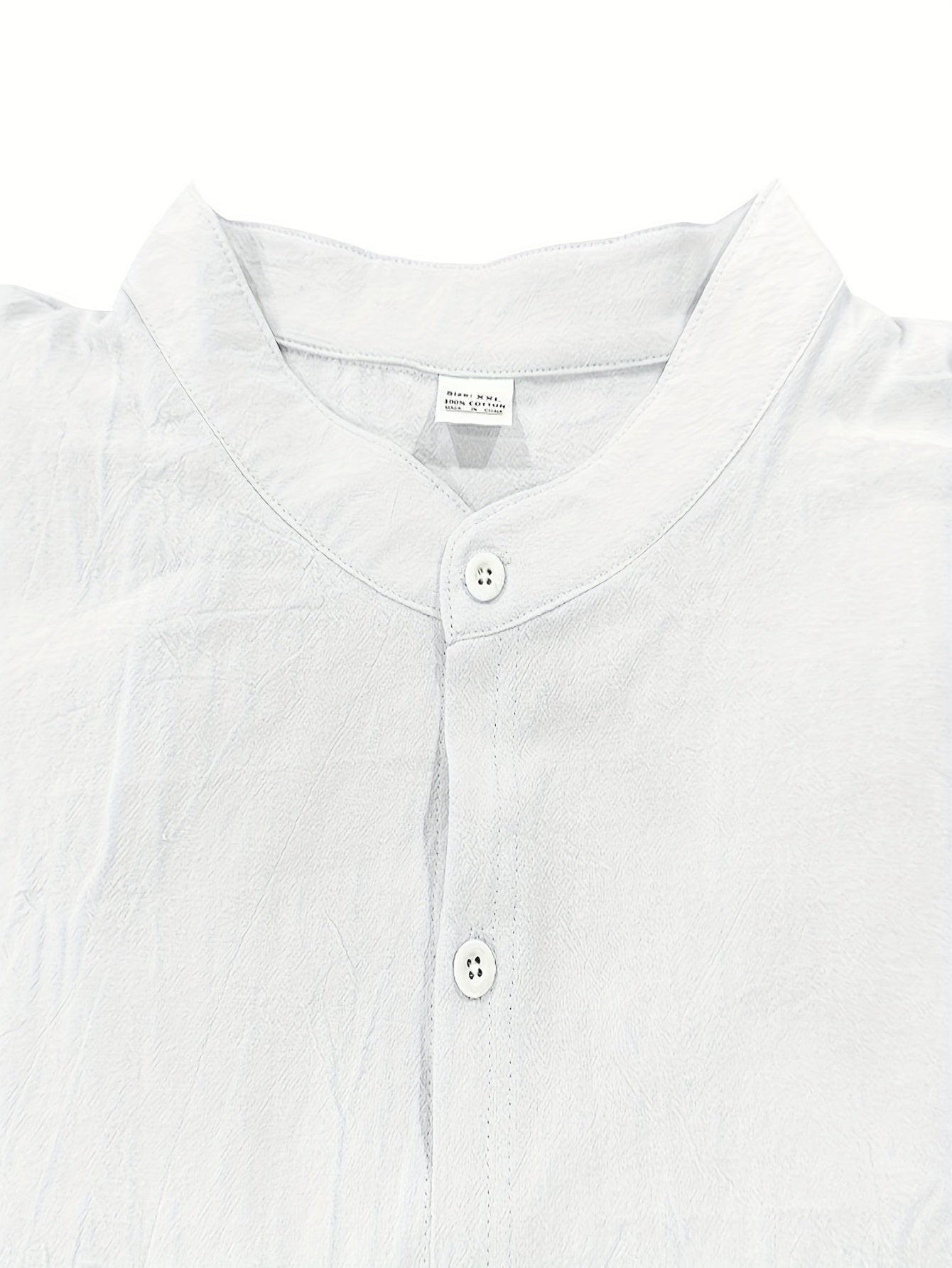 Men's Lightweight 95% Linen Shirt - Breathable Summer Casual Button-Up with Stand Collar, Regular Fit for Beach & Urban Wear, Solid Color