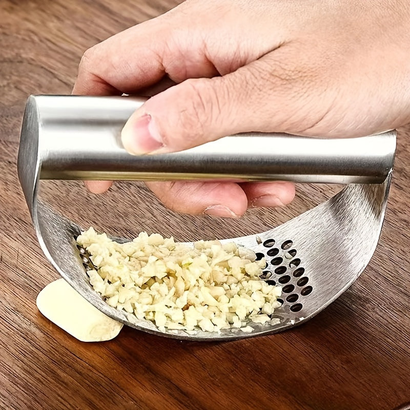 1pc Stainless Steel Garlic Rocker - Ergonomic Manual Garlic Mincer - Uncharged, Easy-Clean Garlic Crusher and Chopper for Kitchen Use
