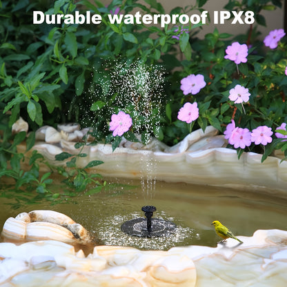 High-quality solar fountain pump with 6 replaceable nozzles - suitable for bird baths, gardens, ponds, fish tanks, aquariums, and outdoor landscape decoration, floating design for easy maintenance, garden gift!