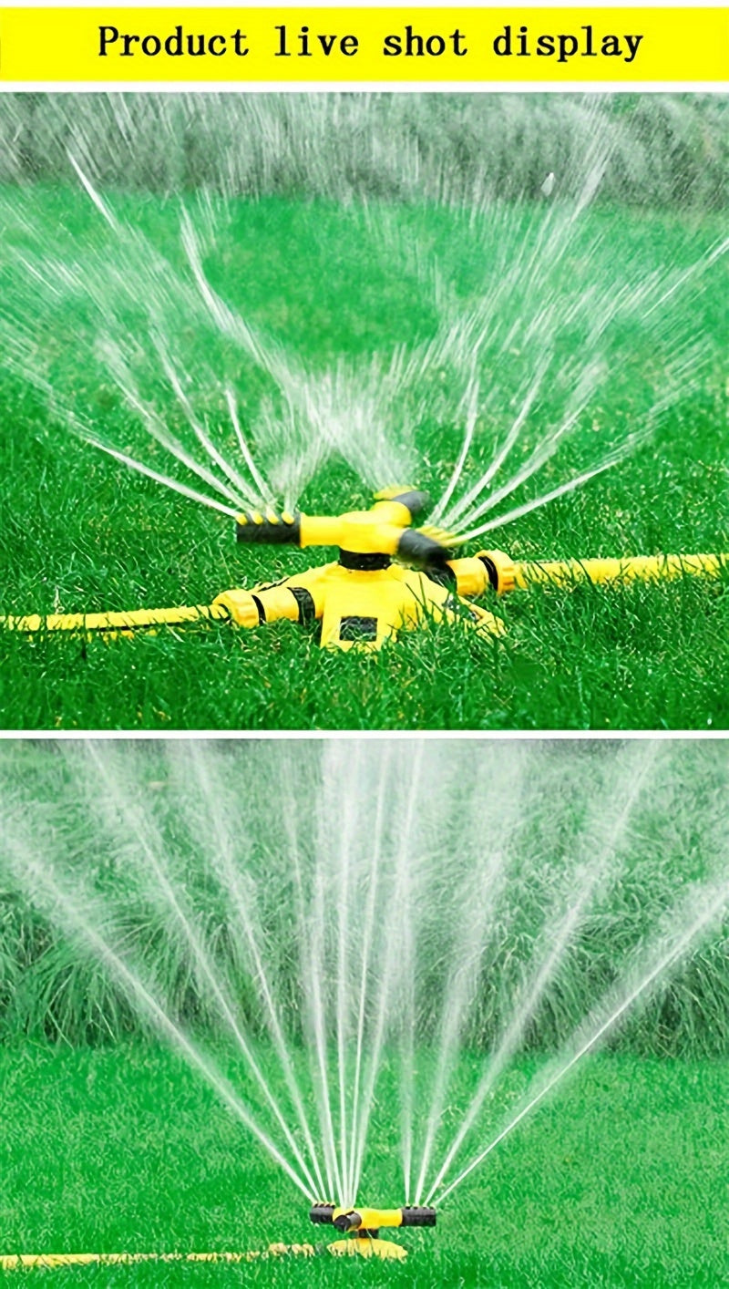 1pc Lawn Automatic Rotating Sprinkler, 360° Rotating Sprinkler/Sprinkler, 3 Manually Adjustable Rotating Arms Can Be Combined with Multiple Angles, Large Area Coverage for Garden Courtyards, Lawn Gardening Automatic Irrigati