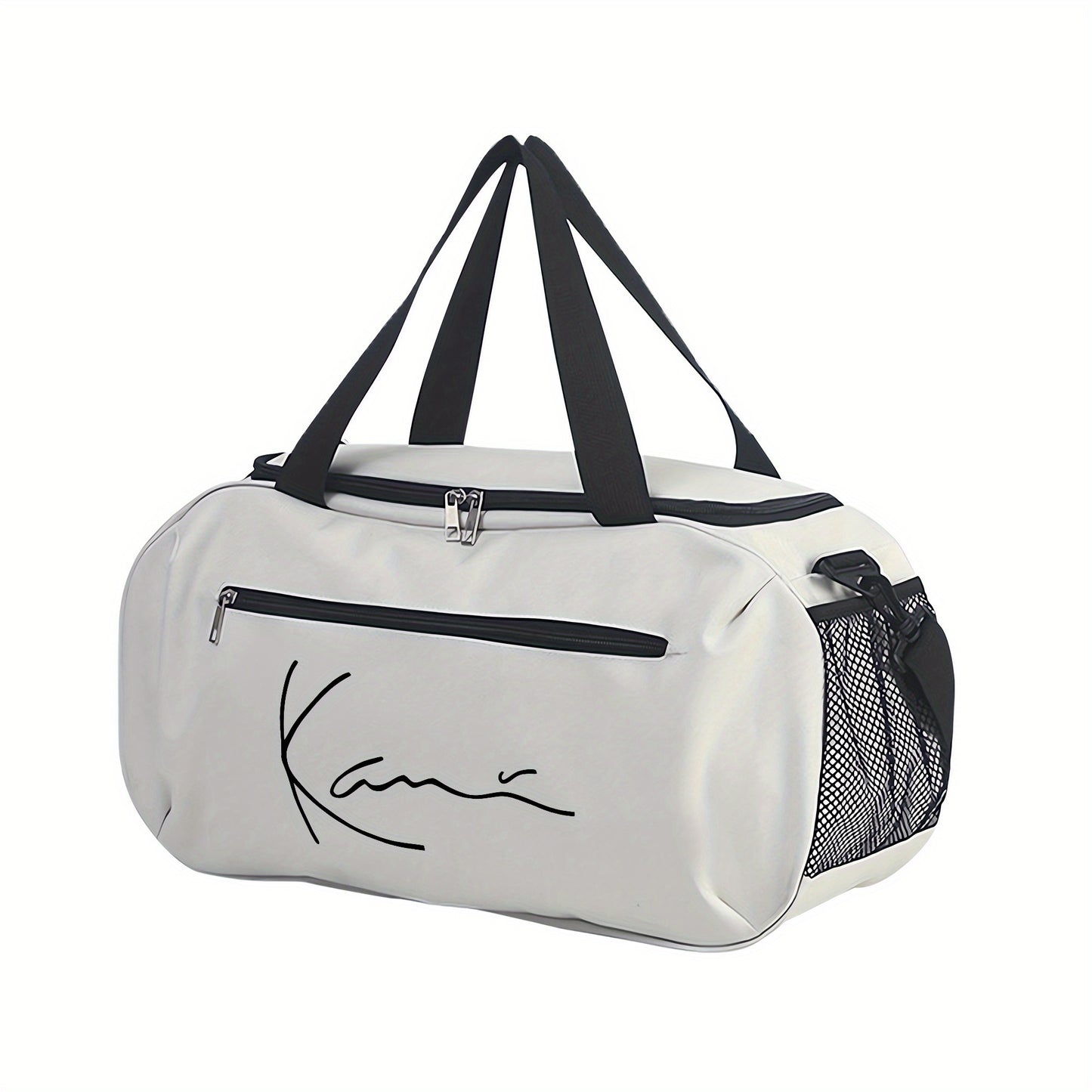Karl Kani KK Signature Letter Print Duffel Bag, Athletic Carryall, Large Capacity Lightweight Sports Bag with Reinforced Grab Handles, Machine Washable Oxford Fabric for Yoga, Fitness Training, handbag for teenager