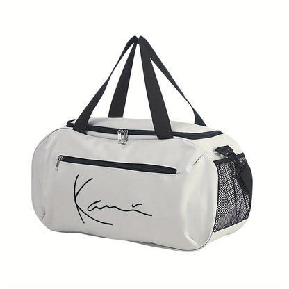 Karl Kani KK Signature Letter Print Duffel Bag, Athletic Carryall, Large Capacity Lightweight Sports Bag with Reinforced Grab Handles, Machine Washable Oxford Fabric for Yoga, Fitness Training, handbag for teenager