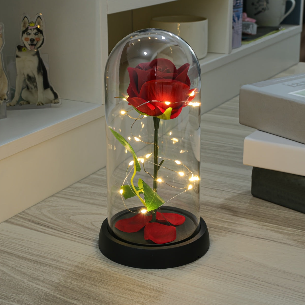 1 simulated flower everlasting flower ornament, red rose ornament, Valentine's Day roses, I love you, suitable for Valentine's Day gifts, Christmas gifts, birthday gifts, New Year's Eve gifts, Mother's Day gifts, room decorat